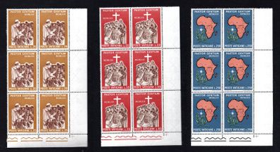 1969 Vatican City The Journey of Pope Paul to Africa Commemorative Stamps Corner Block of 6 Mint Never Hinged (MNH)