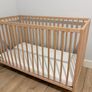 Oak Wooden Baby Cot and mattress Image 2