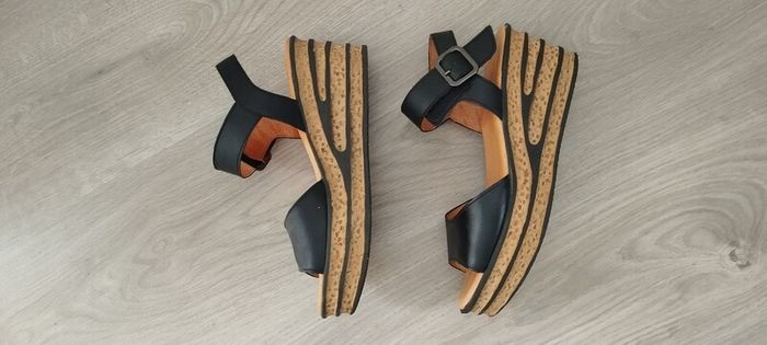 Gabor Black Wedge Sandals, size 5