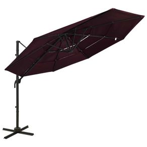 4-Tier Parasol with Aluminium Pole Bordeaux Red 3x3 m