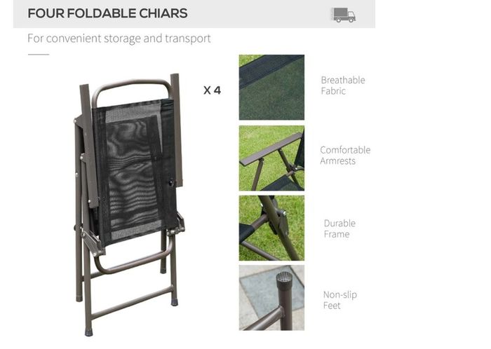 Garden Furniture Set  Table, 4 Chairs & Parasol