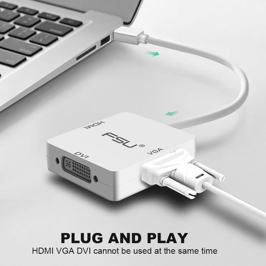 FSU Mini DisplayPort to HDMI/DVI/VGA 1080P Female Adapter (Brand New/Warranty)