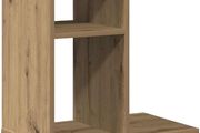 Mobile Side Table with Wheels  White or Oak Finish 50 x 30 x 55 cm