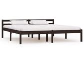 Bed Frame Dark Brown Solid Pine Wood 180X200 cm 6FT Super King