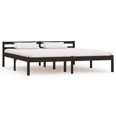 Bed Frame Dark Brown Solid Pine Wood 180X200 cm 6FT Super King