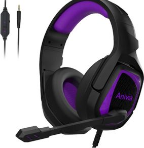 Gaming Headset P-S-4 Headset with Microphone MH602 Purple Headphones Surround Sound with Noise Canceling Mic Soft Earmuffs for Xbox one PC Switch Computer Laptop Mac (FREE POSTAGE)