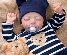 Reborn Babies - 17 Inches Handmade Lifelike Baby Dolls Boy Soft Cloth Body with Feeding Kit, Like a Real Baby (FREE POSTAGE)