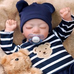 Reborn Babies - 17 Inches Handmade Lifelike Baby Dolls Boy Soft Cloth Body with Feeding Kit, Like a Real Baby (FREE POSTAGE)
