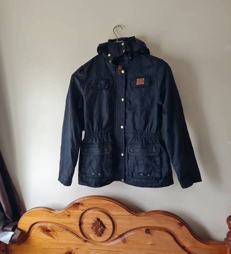 Diesel waxed style parka coat size small pit to pit 18" Navy Cotton/polyester In excellent condition