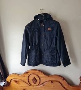Diesel waxed style parka coat size small pit to pit 18" Navy Cotton/polyester In excellent condition