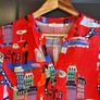 Eterna Red Parisian Print Viscose Blouse Shirt UK 10  Oversized Loose Fit Novelty France Scene Image 4