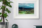 Poolbeg and Bull Island Golf Course, Dublin. Large Framed Print By artist Helen Mathews.