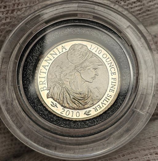 Royal Mint 2010 Silver Proof 1/10th of Ounce Britannia Coin in Original Holder with COA