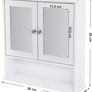 Bathroom Cabinet, Wall Cupboard, Mirror with Shelf, Wooden Makeup Cabinet, 56 x 58 x 13 cm (W x H x D) White Image 4