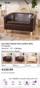 Small Brown Faux Leather Sofa - Like New