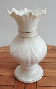 Belleek Vase - White with a Hint of Pink