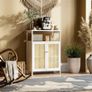 Bamboo Cabinet, Bathroom Storage Cabinet with Rattan Doors, Freestanding Floor Cupboard Image 6