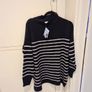 BNWT JoJo Maman Bebe Navy Ecru Stripe Turtle Neck Maternity & Nursing Jumper Image 2