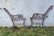 Pair cast iron children's bench ends