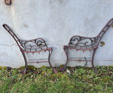 Pair cast iron children's bench ends