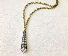 Art Deco Style Crystal Silver Pendant Necklace