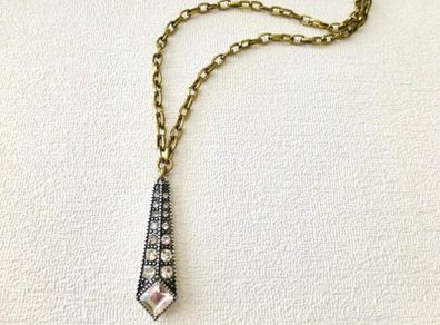 Art Deco Style Crystal Silver Pendant Necklace
