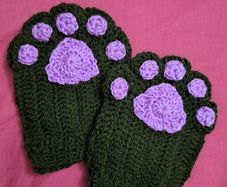 Crochet cat paw gloves
