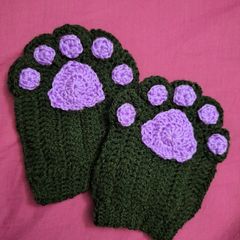 Crochet cat paw gloves