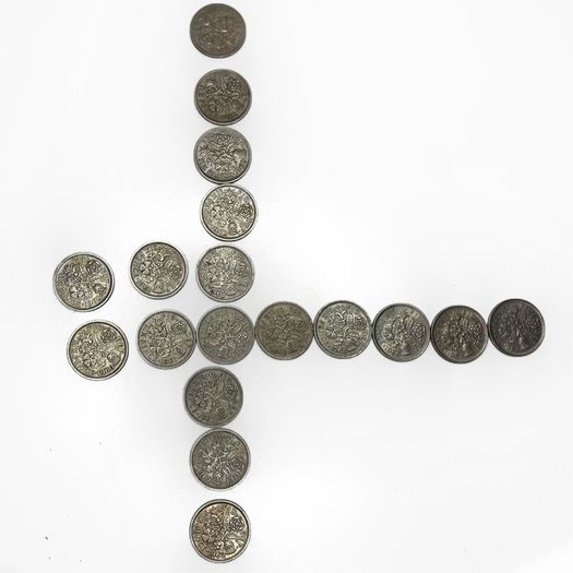 18x Vintage UK Sixpence Coins 1960-1967 - Elizabeth II Pre-Decimal Lot