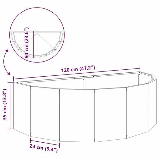Planter White 120 x 60 x 35 cm Steel