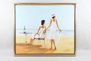 "2 Ladies on the beach"oil painting on canvas