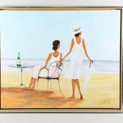 "2 Ladies on the beach"oil painting on canvas