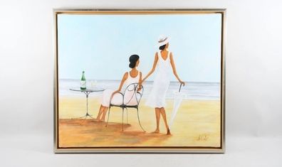 "2 Ladies on the beach"oil painting on canvas