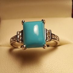 Natural Turquoise Dress Ring(Bargain Price)