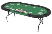 9-Player Folding Poker Table 3 Fold Oval Green