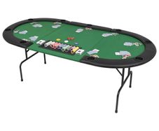 9-Player Folding Poker Table 3 Fold Oval Green