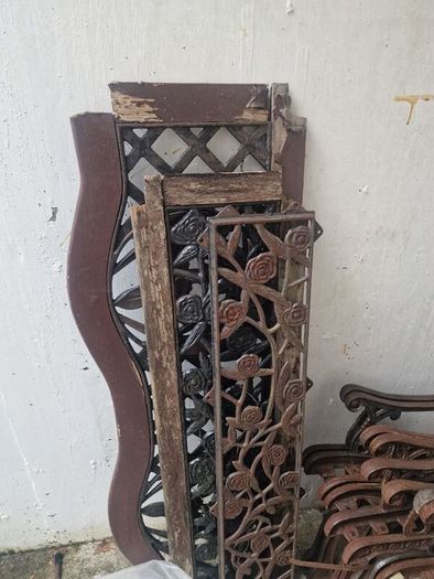 Cast iron Garden bench ends + backs