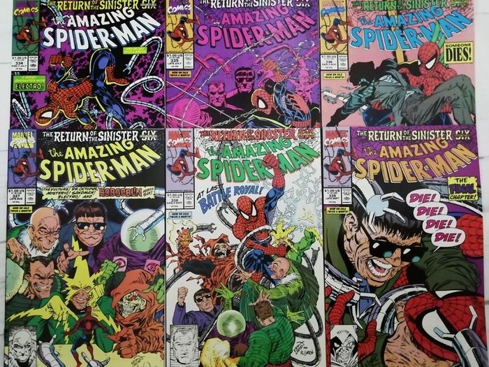 Amazing Spider-Man #'s 334-339 Return of The Sinister Six - Complete Set Parts 1-6 (1990)