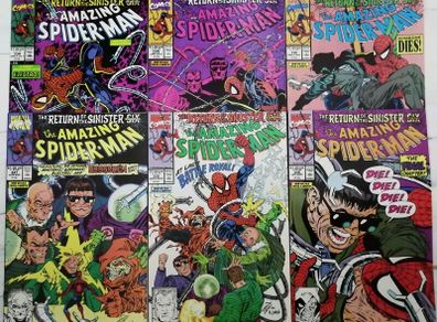 Amazing Spider-Man #'s 334-339 Return of The Sinister Six - Complete Set Parts 1-6 (1990)