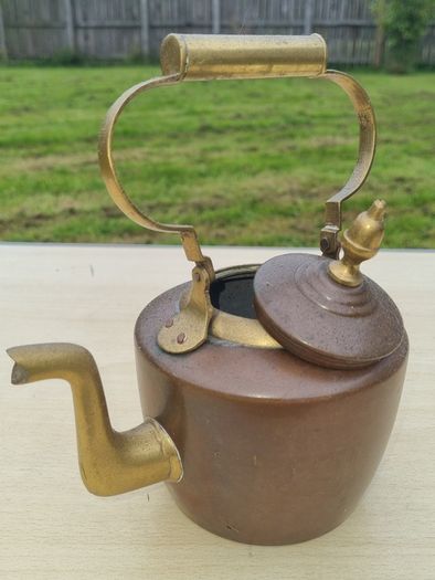Antique copper and brass kettle