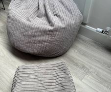 Big Bertha Cord high back bean bag and footstool (mink)