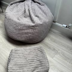 Big Bertha Cord high back bean bag and footstool (mink)