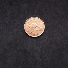 Crisp 1948 Australian One Penny - Leaping Kangaroo, Bronze Coin