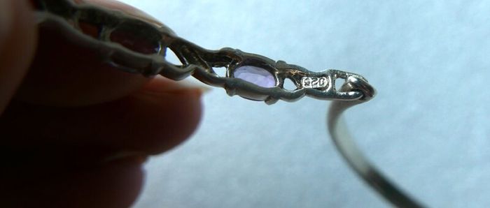 Vintage 925 Sterling Silver and Amethyst Bangle