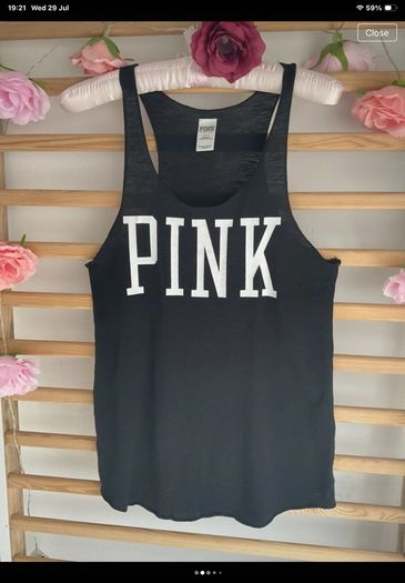 slerpwear Victoria secrets pink black sleepwear vest top size small