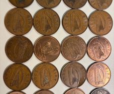 20 Irish 1 pence coins
