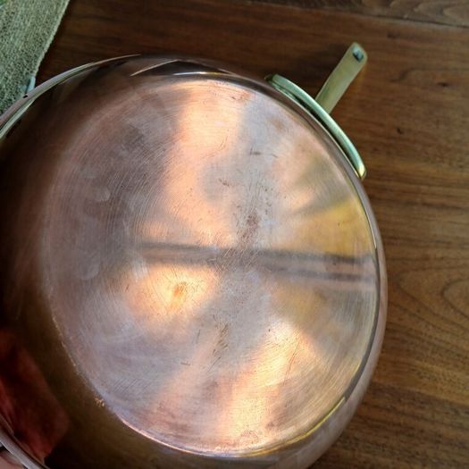 Skillet. Vintage brass, copper and stainless steel skillet.