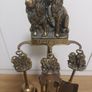 Vintage Cocker Spaniel Dog Brass Fireplace Tools Set Image 5
