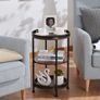 Industrial Nordic End Table, 3-Tier Round Side Table with Storage Shelf Edge Protection Tray, Sturdy Metal Frame Coffee Table Bedside Table for Living Room Bedroom Small Spaces MULTIPLE COLOURS AVAILABLE (FREE POSTAGE) Image 4
