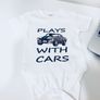 Father And Baby Set T-shirt And Bodysuit Set Dad And Son Plays With Cars Set 2 Image 4
